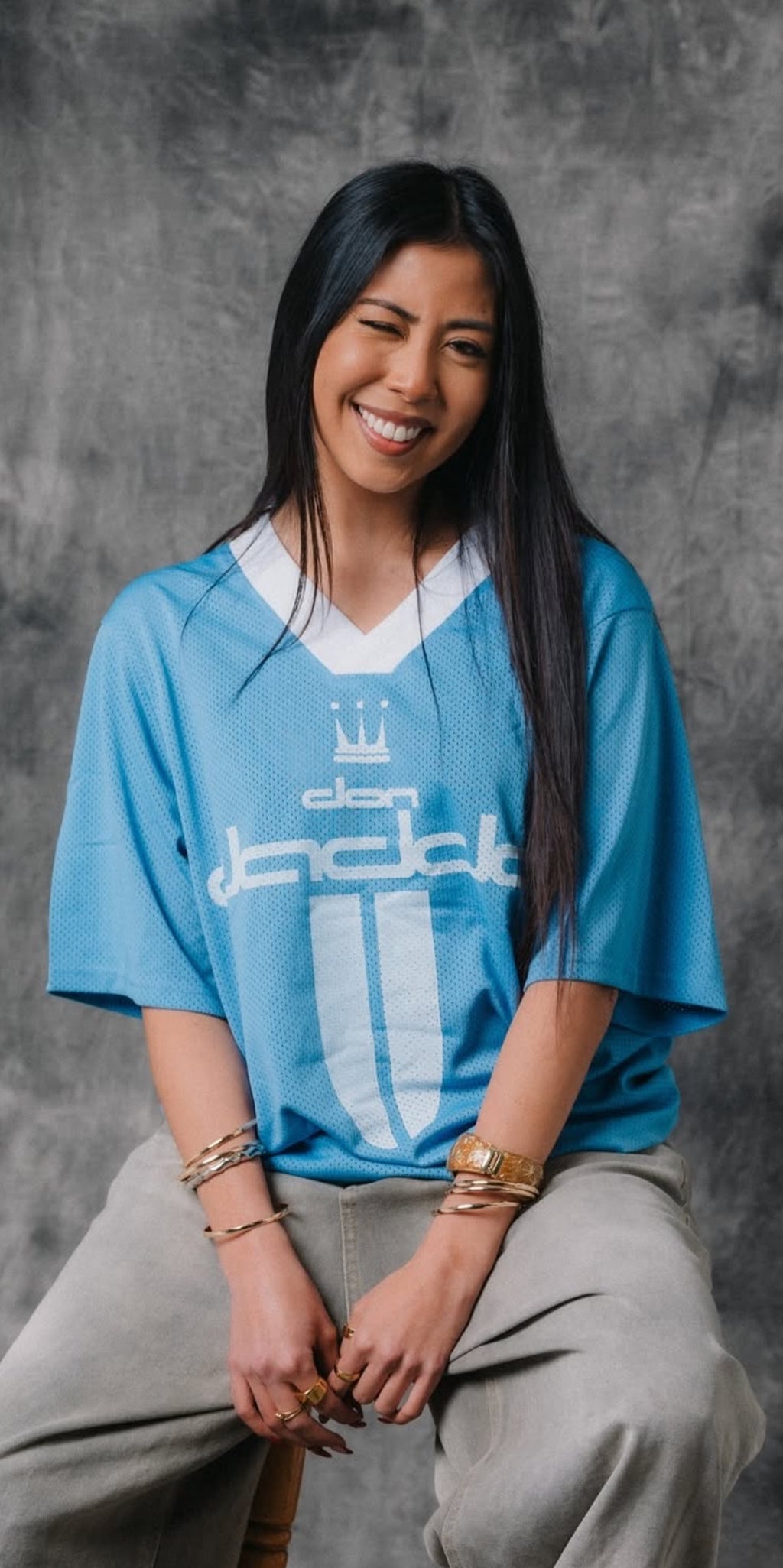 Short Sleeve Baby Blue Mesh Jersey