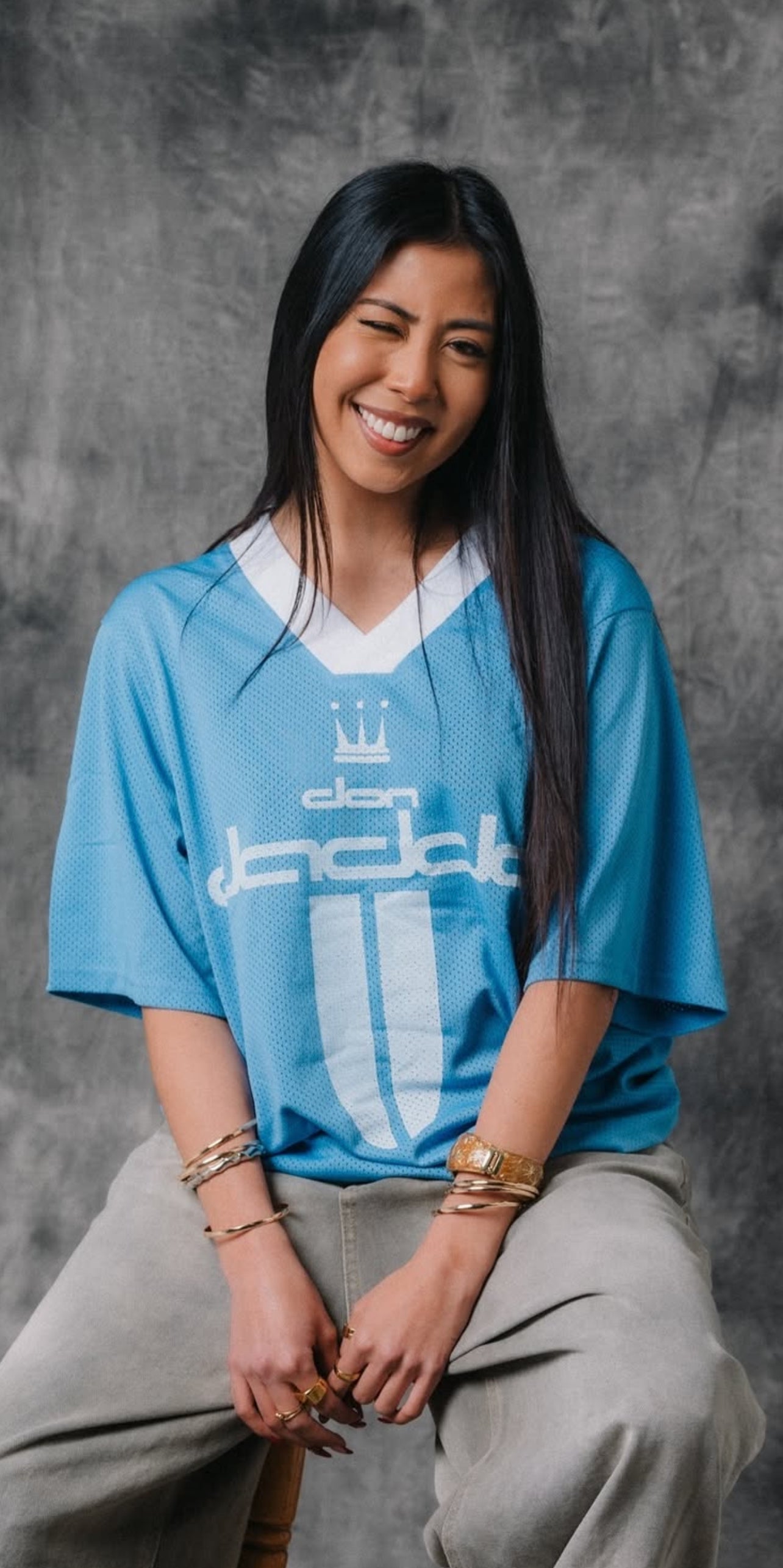 Short Sleeve Baby Blue Mesh Jersey